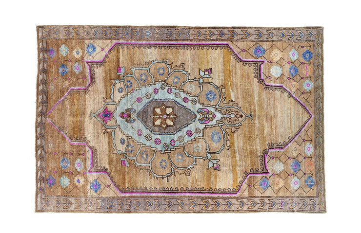 6x9 Brown Vintage Eastern Turkish Handknotted Kurdish Area Rug