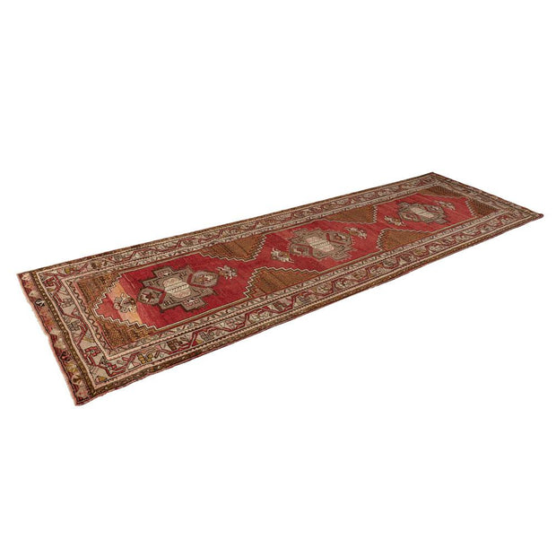 3x11 Red Vintage Turkish Runner Rug