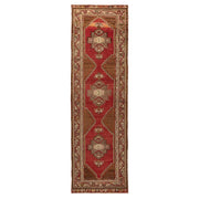 3x11 Red Vintage Turkish Runner Rug