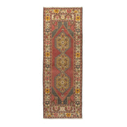 3x9 Red Vintage Turkish Runner Rug