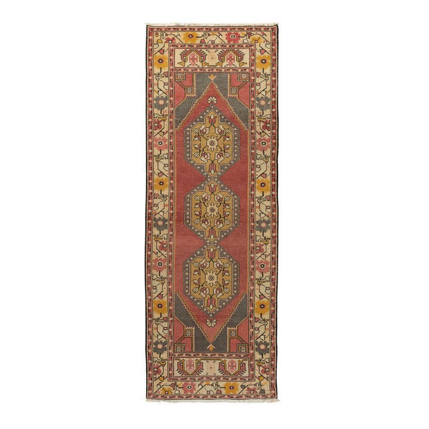 3x9 Red Vintage Turkish Runner Rug