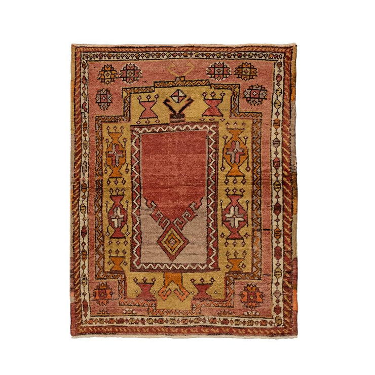 3x3 Red Vintage Turkish Area Rug