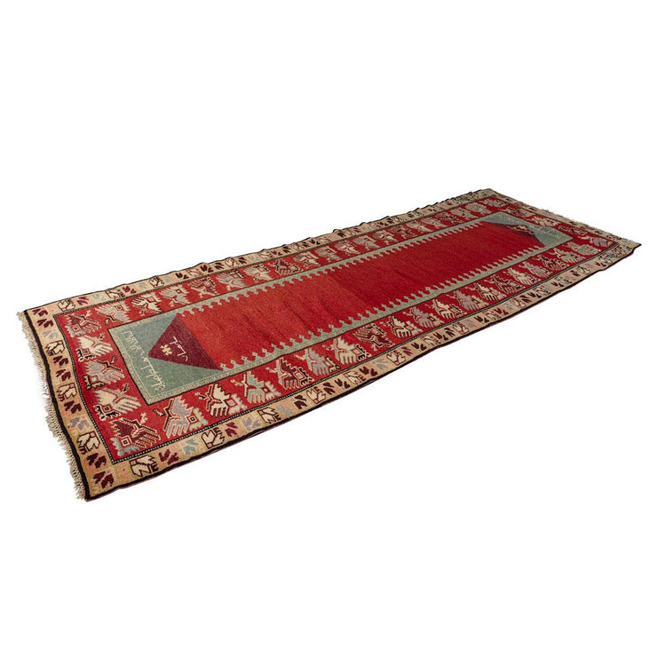 3x11 Red Vintage Turkish Runner Rug