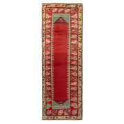 3x11 Red Vintage Turkish Runner Rug