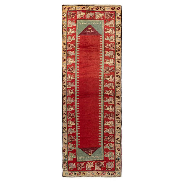 3x11 Red Vintage Turkish Runner Rug