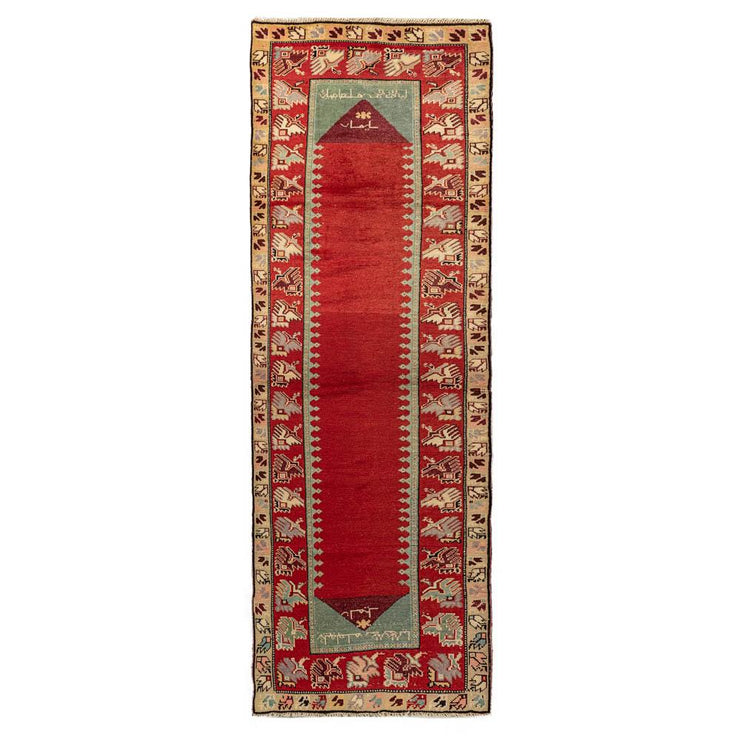 3x11 Red Vintage Turkish Runner Rug