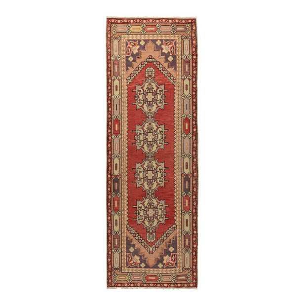 3x9 Red Vintage Turkish Runner Rug