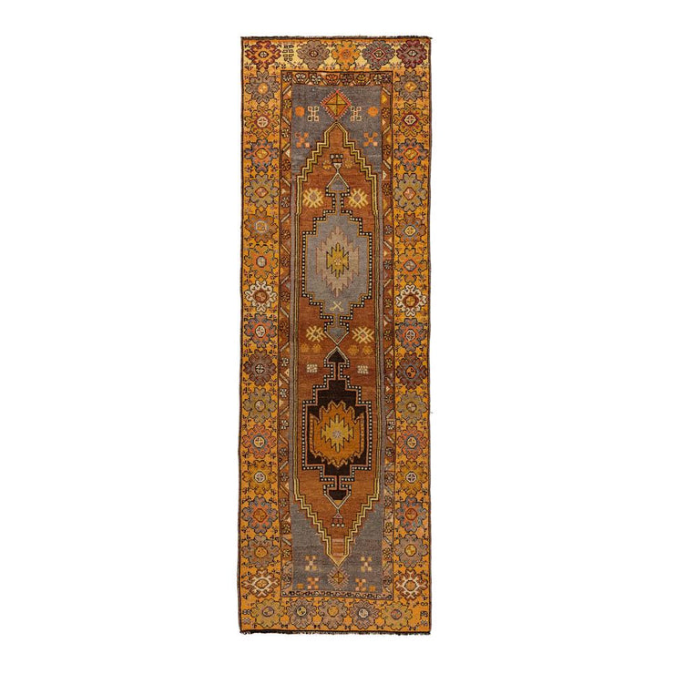 3x10 Orange Vintage Turkish Runner Rug