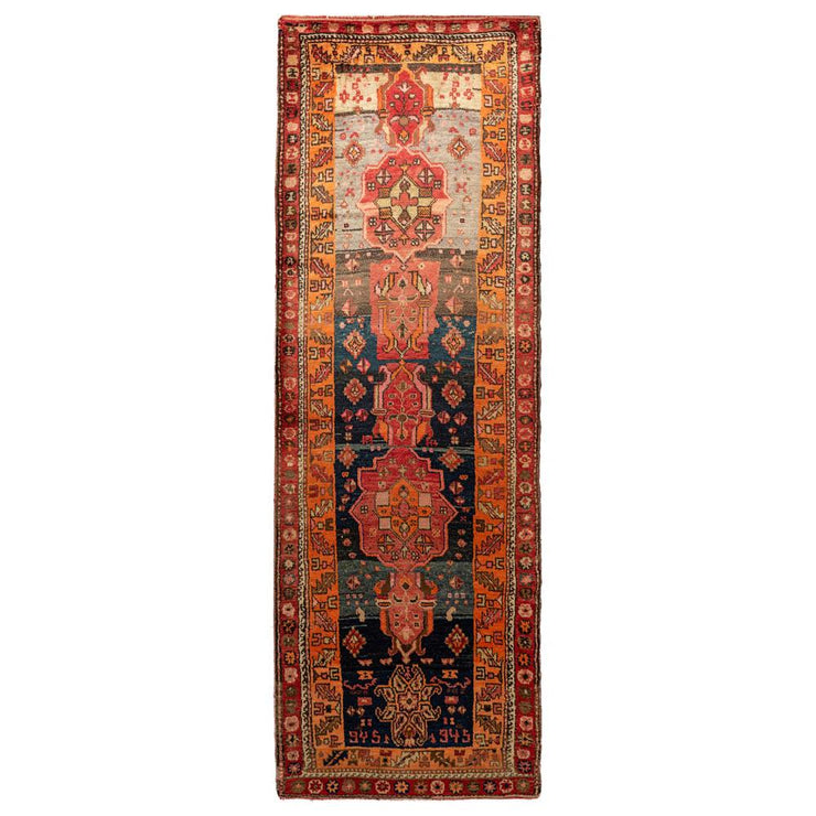 4x12 Blue Vintage Turkish Runner Rug