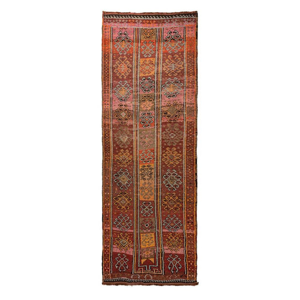 3x11 Red Vintage Turkish Runner Rug