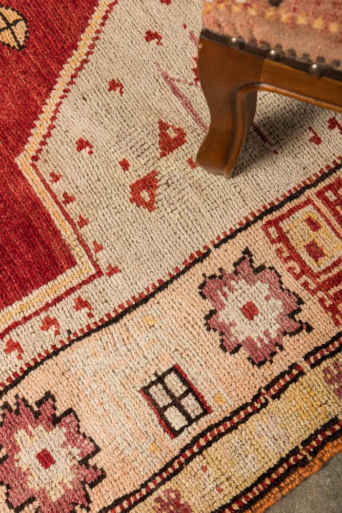 3x4 Red Vintage Turkish Area Rug