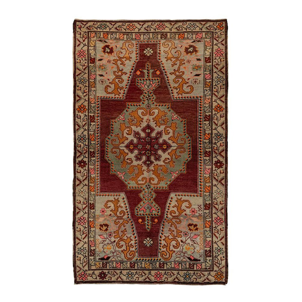 4x7 Red Vintage Turkish Area Rug