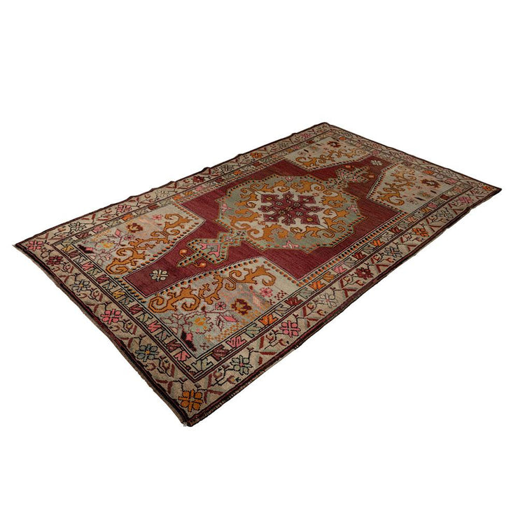 4x7 Red Vintage Turkish Area Rug