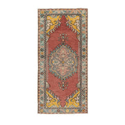 2x5 Red Vintage Turkish Area Rug