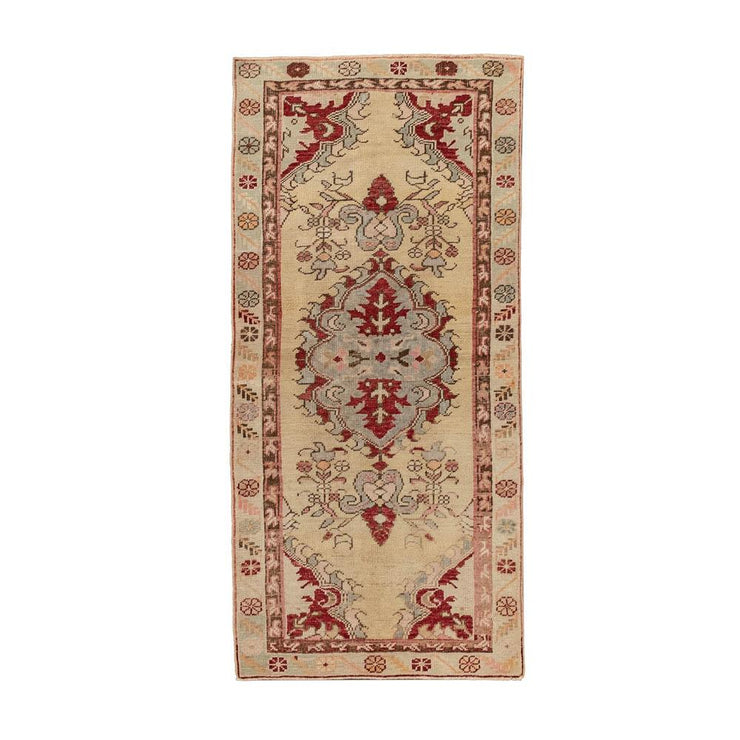 2x5 Beige Vintage Turkish Area Rug