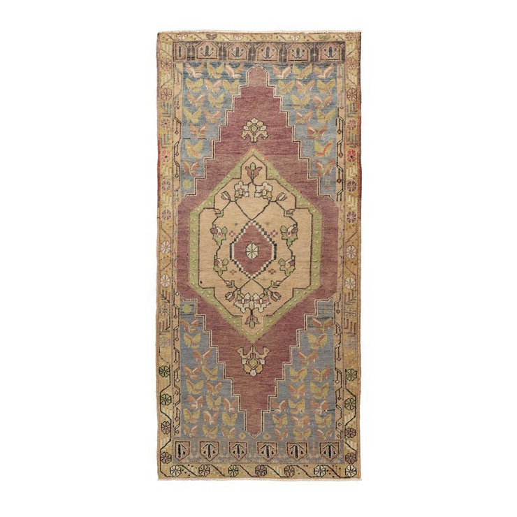 3x8 Purple Vintage Turkish Runner Rug