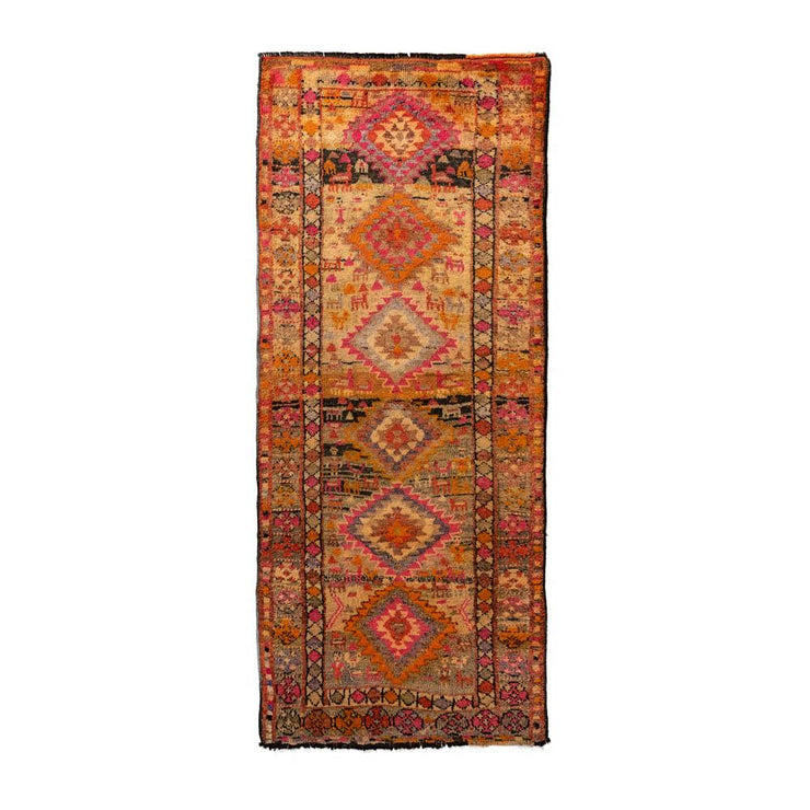 3x7 Yellow Vintage Turkish Runner Rug