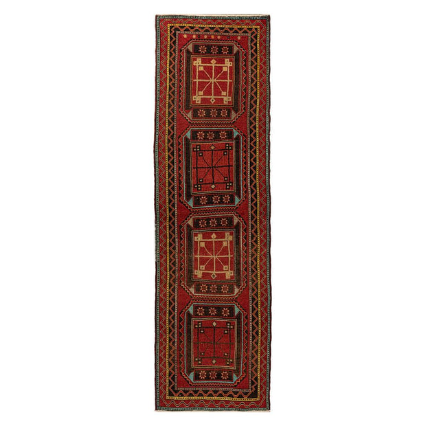 3x12 Red Vintage Turkish Runner Rug