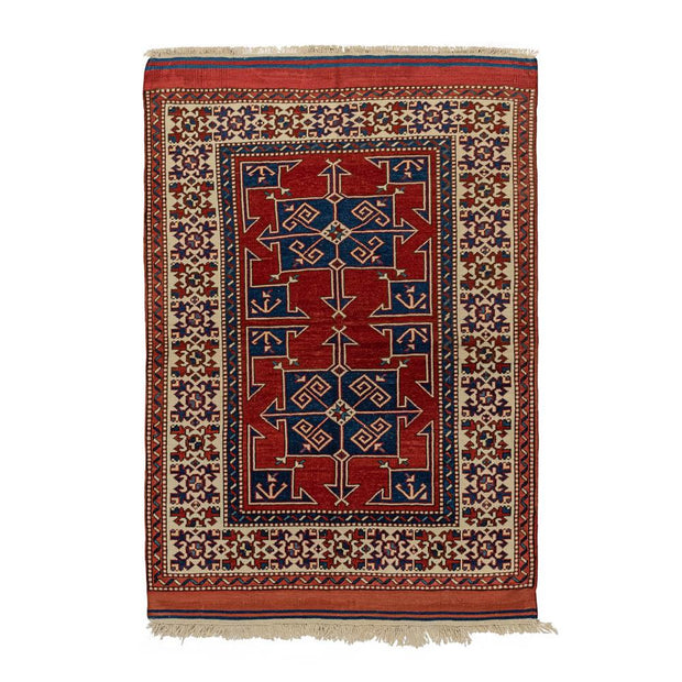 4x6 Red Vintage Turkish Area Rug