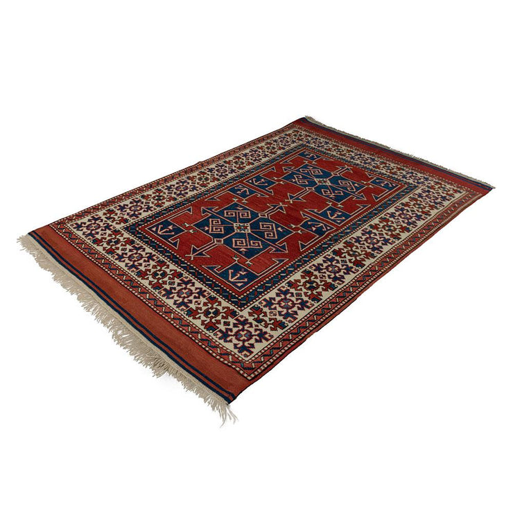 4x6 Red Vintage Turkish Area Rug