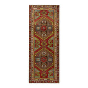 4x10 Red Vintage Turkish Runner Rug