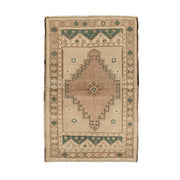 2x3 Beige Vintage Turkish Area Rug