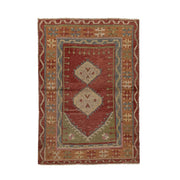 3x5 Red Vintage Turkish Area Rug