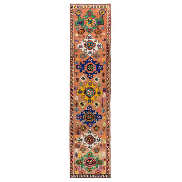 3x13 Orange Vintage Turkish Runner Rug