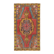 4x7 Red Vintage Turkish Runner Rug