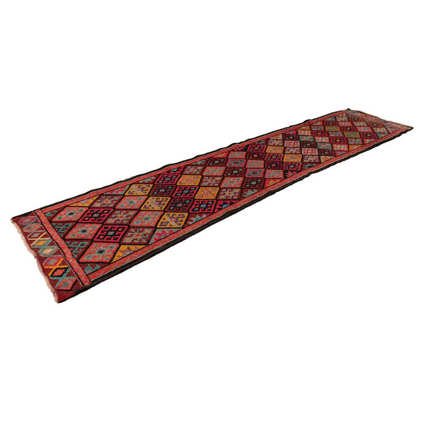 3x14 Red Vintage Turkish Runner Rug