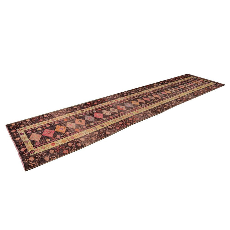 3x14 Purple Vintage Turkish Runner Rug