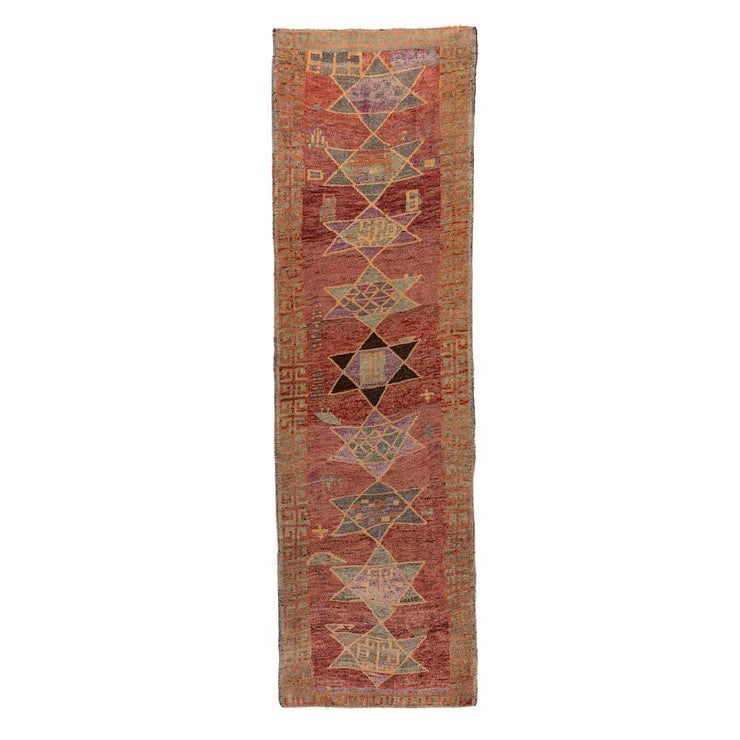 3x11 Pink Vintage Turkish Runner Rug