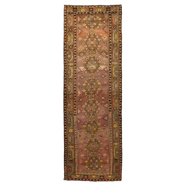 4x12 Brown Vintage Turkish Runner Rug