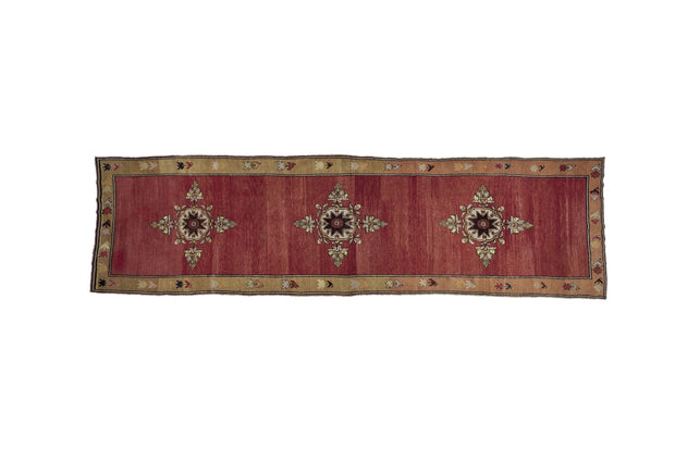 4x14 Red Vintage Turkish Runner Rug