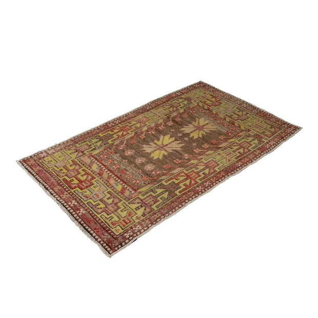 2x4 Brown Vintage Turkish Area Rug