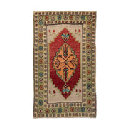 3x6 Red Vintage Turkish Area Rug