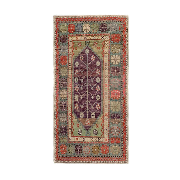 2x5 Purple Vintage Turkish Area Rug