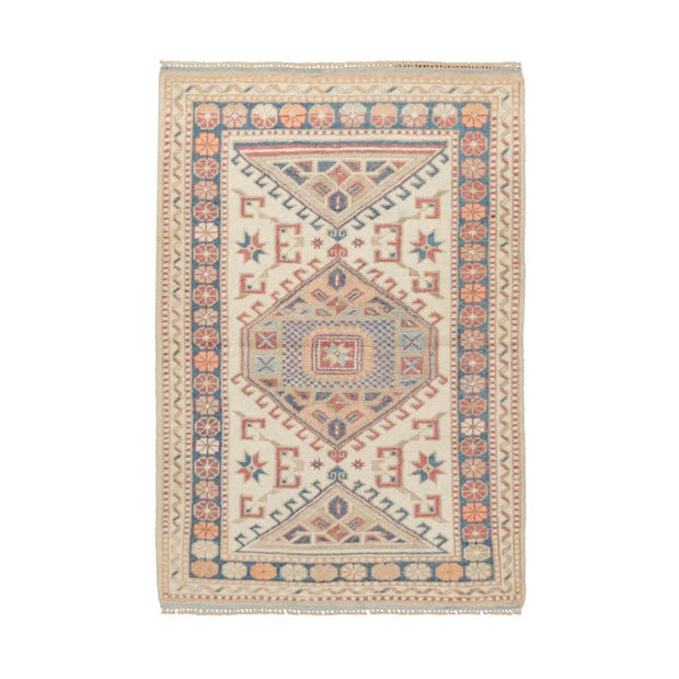 3x4 Ivory & White Vintage Turkish Area Rug