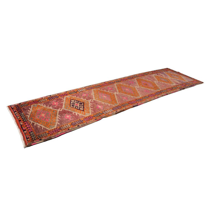 3x11 Pink Vintage Turkish Runner Rug