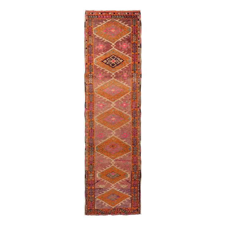 3x11 Pink Vintage Turkish Runner Rug