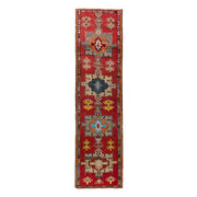 3x12 Red Vintage Turkish Runner Rug