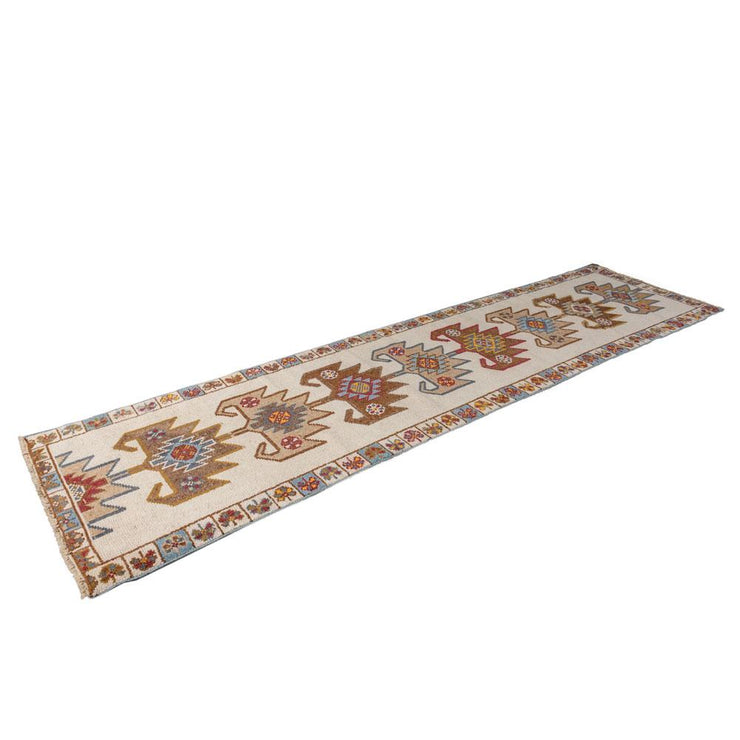 3x12 Beige Vintage Turkish Runner Rug