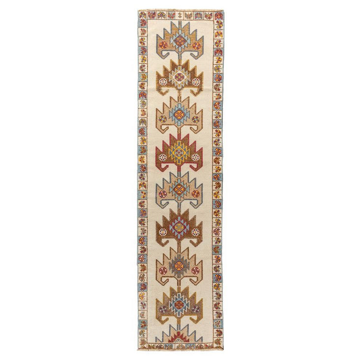 3x12 Beige Vintage Turkish Runner Rug