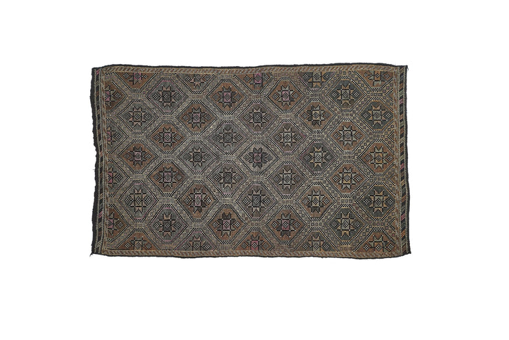 6x9 Brown Vintage Turkish Flatwoven Area Kilim Rug
