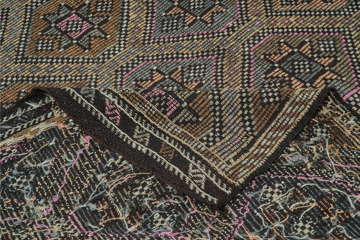 6x9 Brown Vintage Turkish Flatwoven Area Kilim Rug