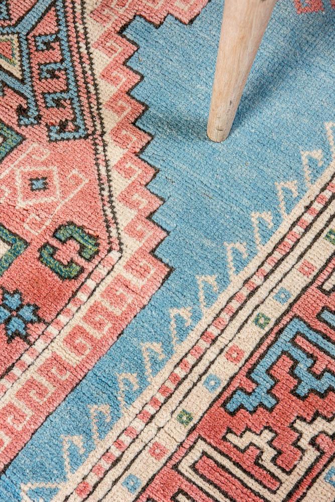 3x9 Blue Vintage Turkish Runner Rug