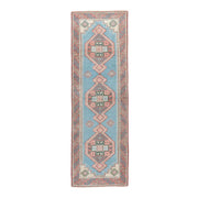 3x9 Blue Vintage Turkish Runner Rug