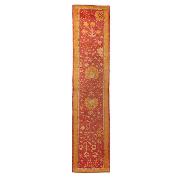 2x12 Red Vintage Oushak Runner Rug-Turkish Rugs-Oriental Rugs-Kilim Rugs-Oushak Rugs