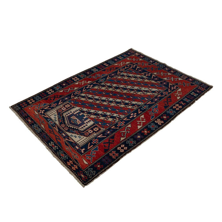 3x4 Red Vintage Turkish Area Rug-Turkish Rugs-Oriental Rugs-Kilim Rugs-Oushak Rugs