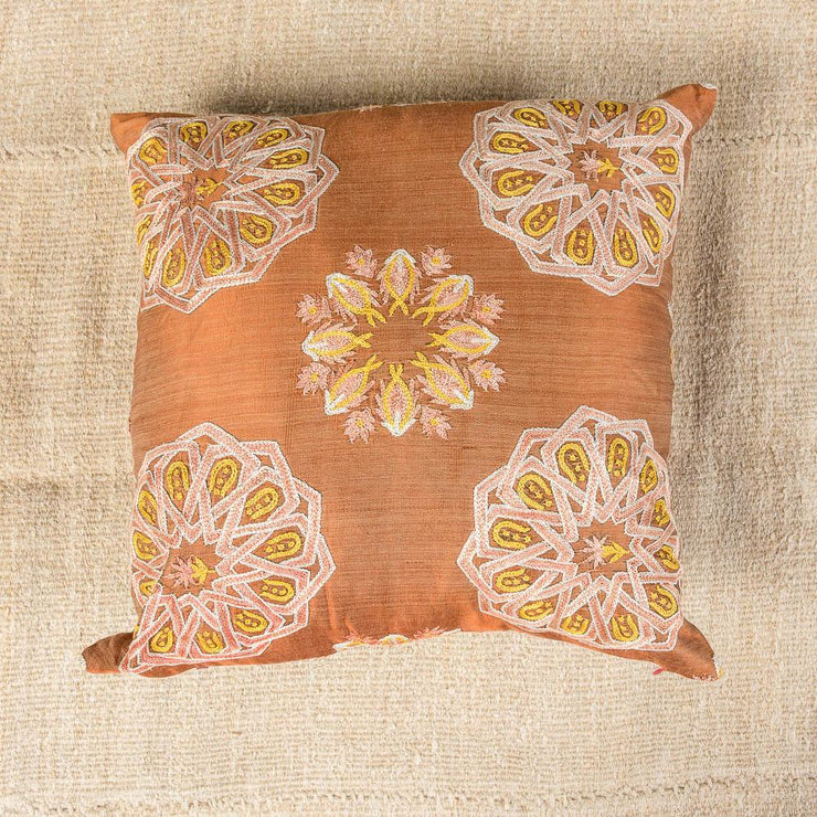 Modern Embroidered Copper Sofa Pillow-Turkish Rugs-Oriental Rugs-Kilim Rugs-Oushak Rugs